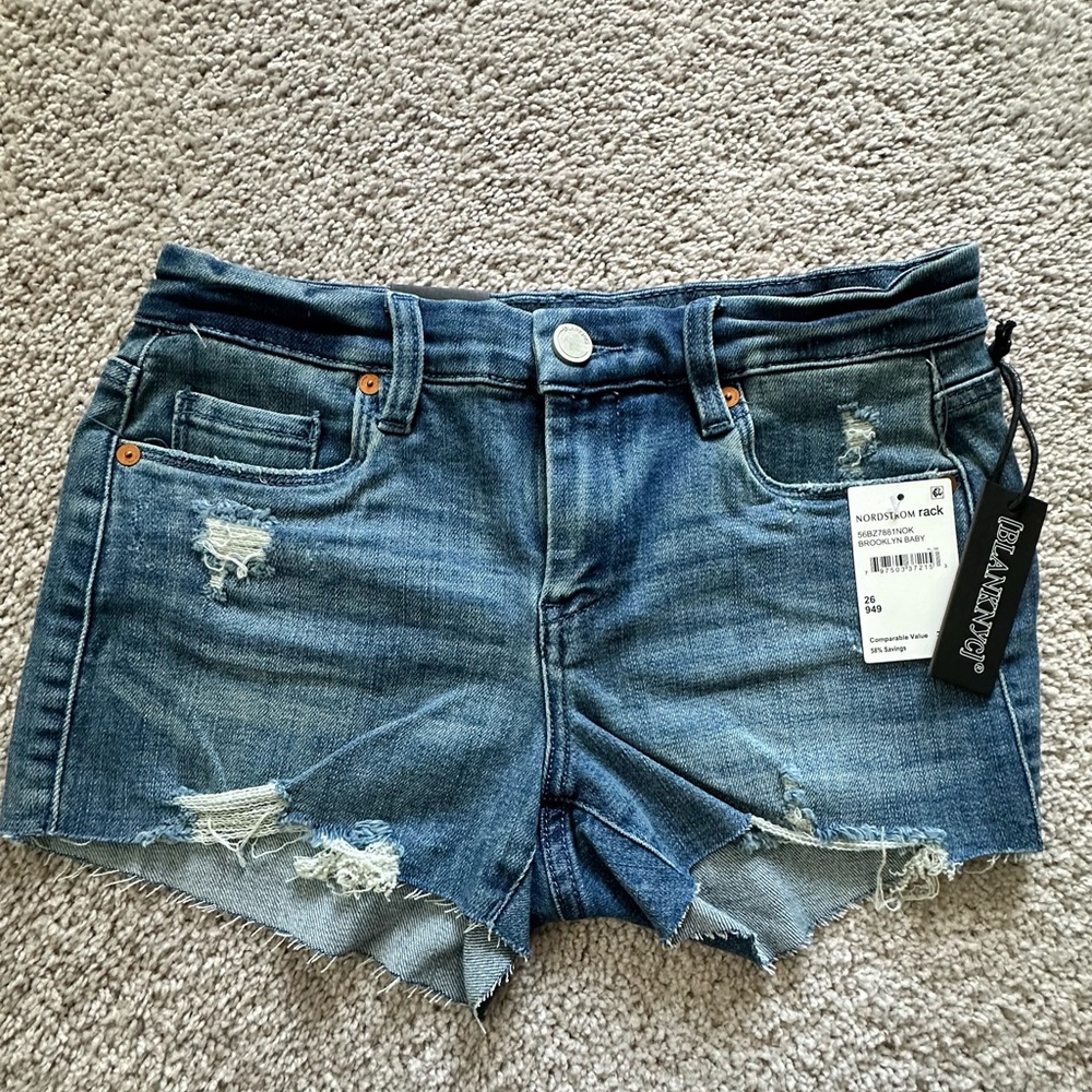 Blank NYC Distressed Blue Jean Shorts
